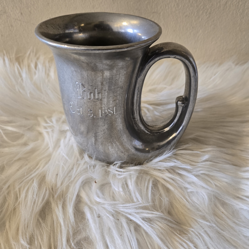 Vintage Duratale  By Leonard Pewter " Bob Oct 3, 1981" Elegant Silver Mug